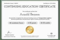 Continuing Education Certificate Template