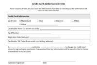 Credit Card Authorization Form Template For Australian Transactions