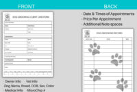 Comprehensive Dog Grooming Record Card Template