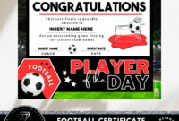 Player Of The Day Certificate Template