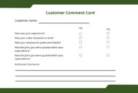 Customer Feedback Comment Card Template