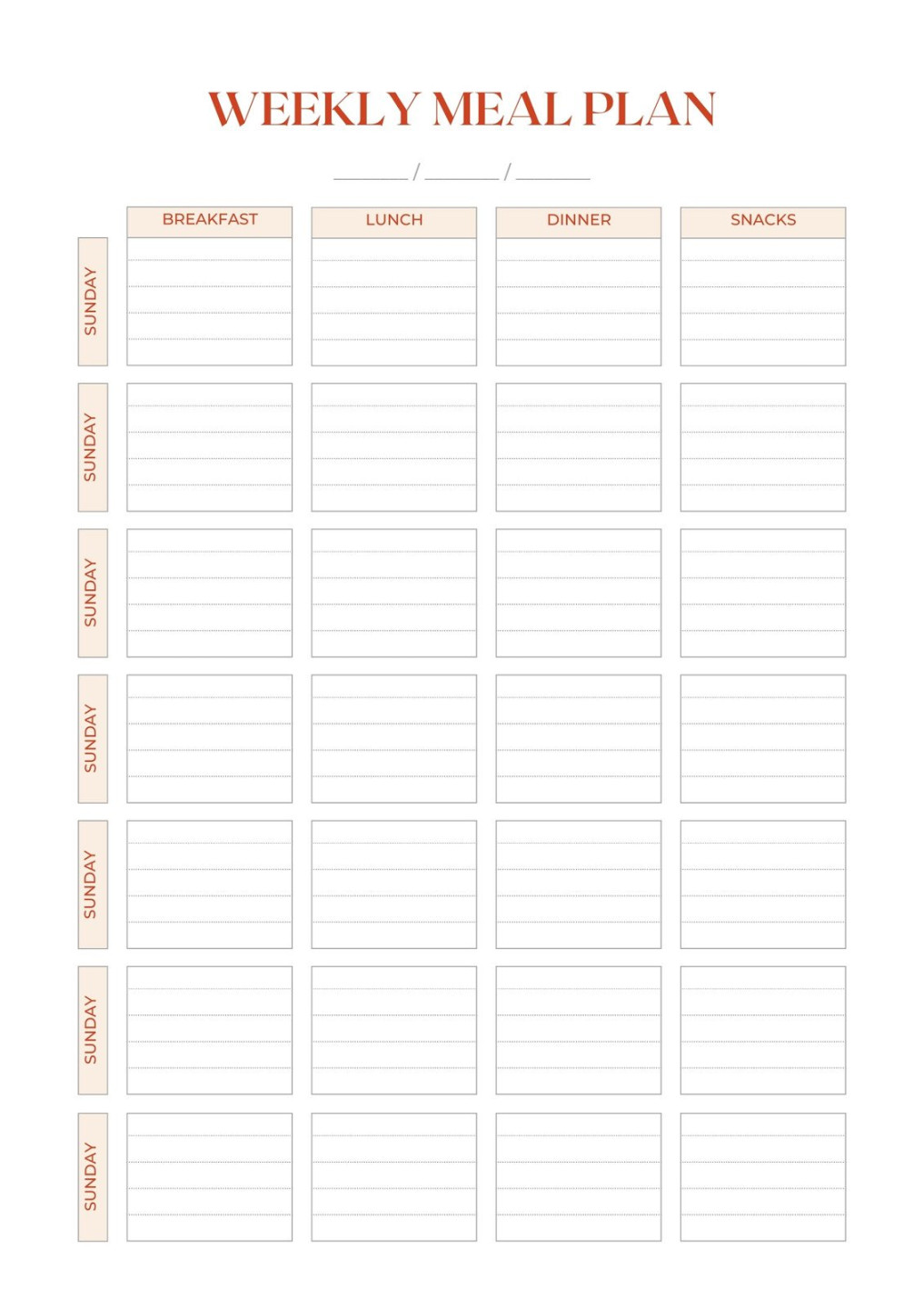 Free, customizable meal planner menu templates  Canva