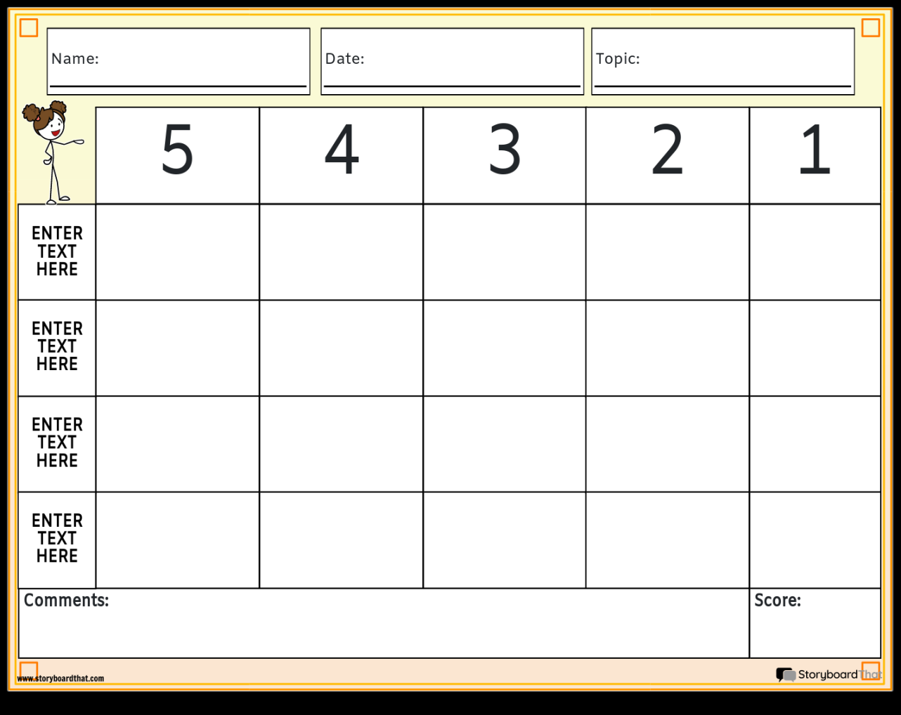 Free Editable Rubric Templates at StoryboardThat