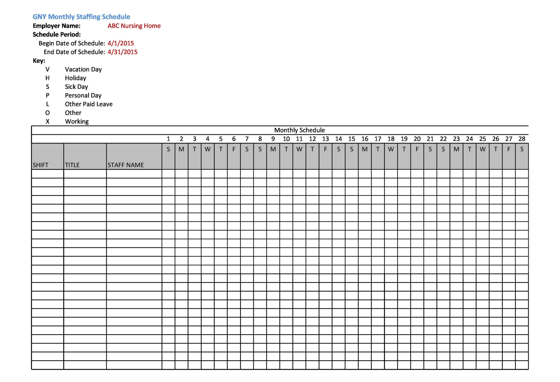 Free Employee Schedule Templates (Excel, Word, PDF)