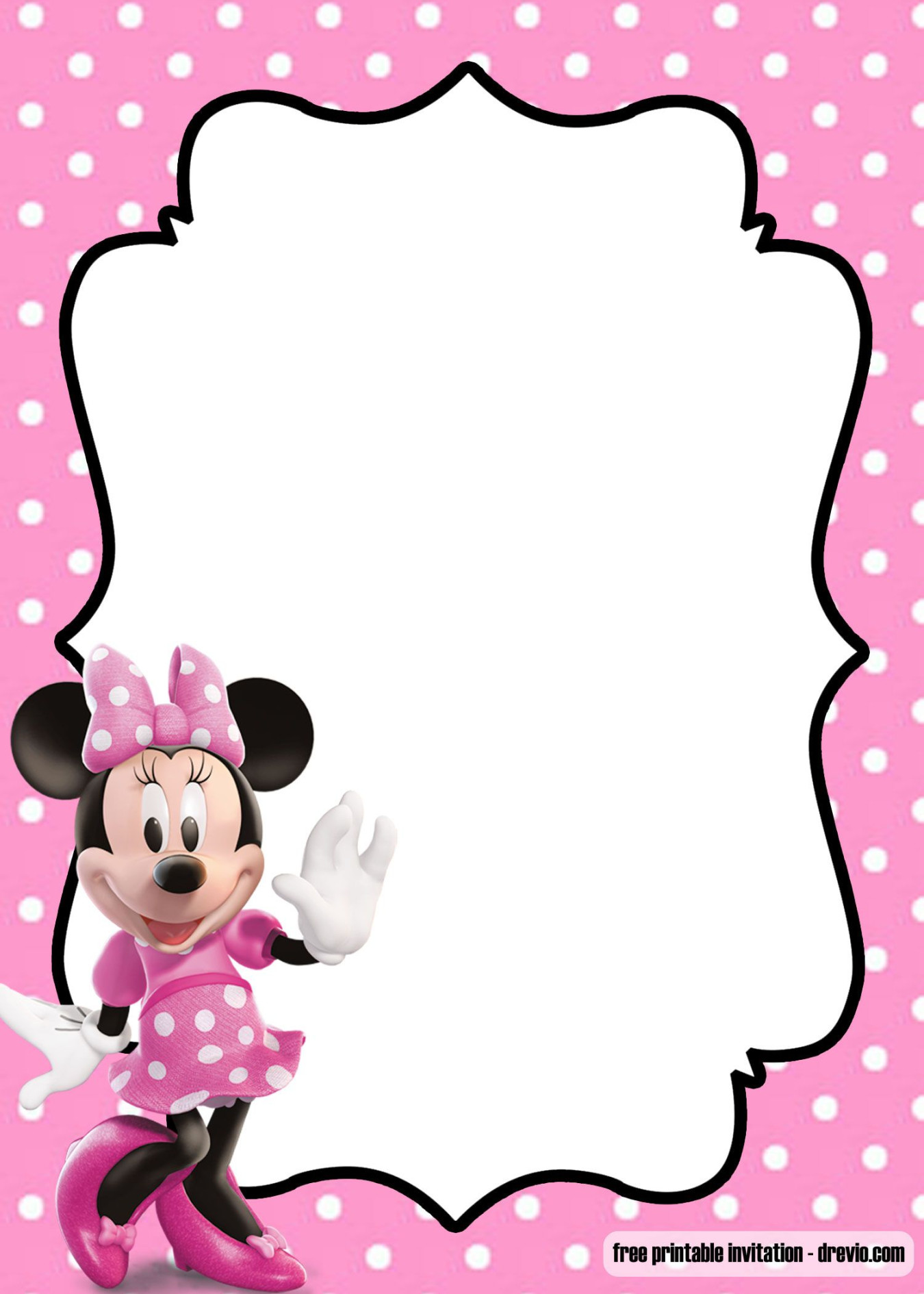 FREE Minnie Mouse Kids Polkadot Invitation Templates