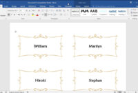 Formal Place Card Template For Microsoft Word