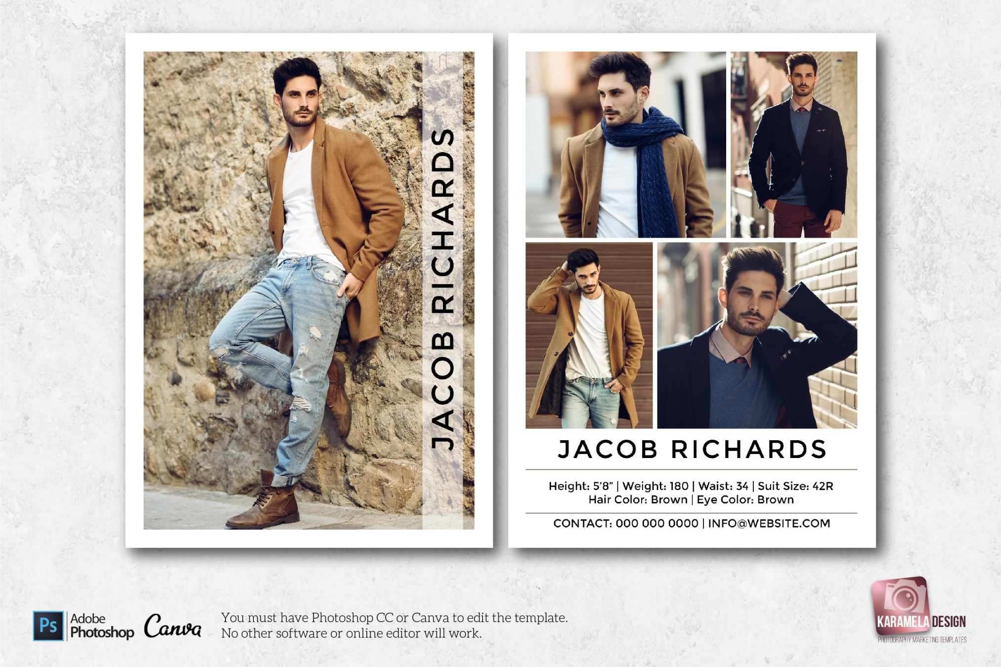 Male Modeling Comp Card Template