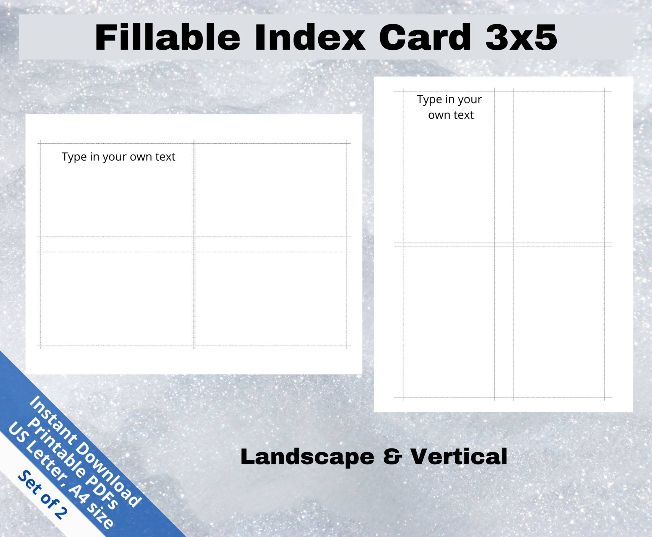 Printable x Index Card, Fillable Note Cards, Editable Index