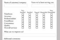 Restaurant Comment Card Template