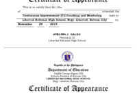 Certificate Of Appearance Template