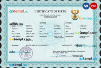 South African Birth Certificate Template