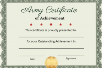 Certificate Of Achievement For Exceptional Service In The Army