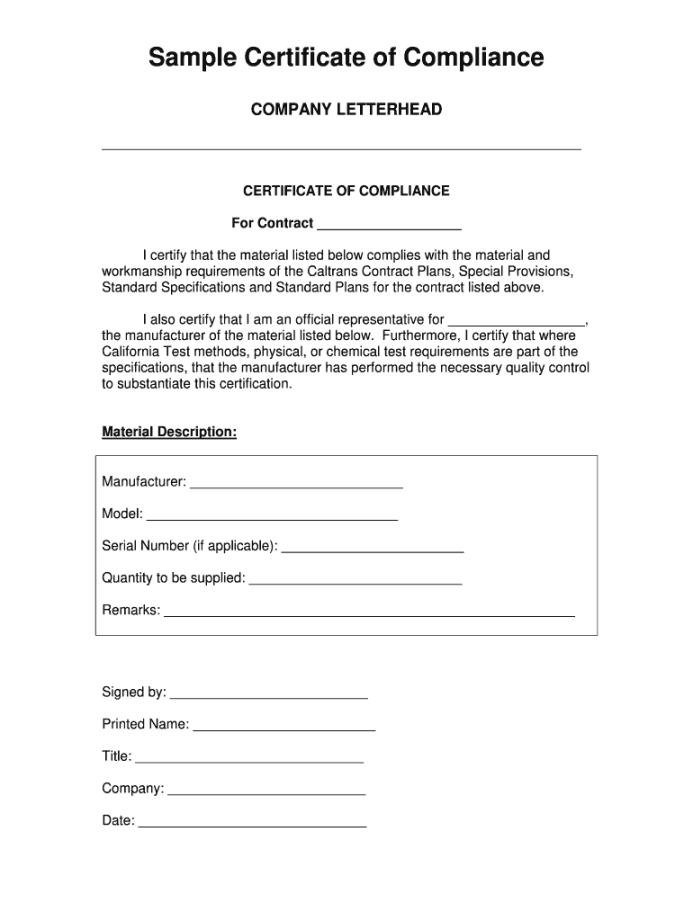 Certificate of compliance form: Fill out & sign online  DocHub