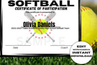 Softball Certificate Template Designs For Formal Recognition