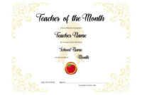 Teacher Of The Month Certificate Template