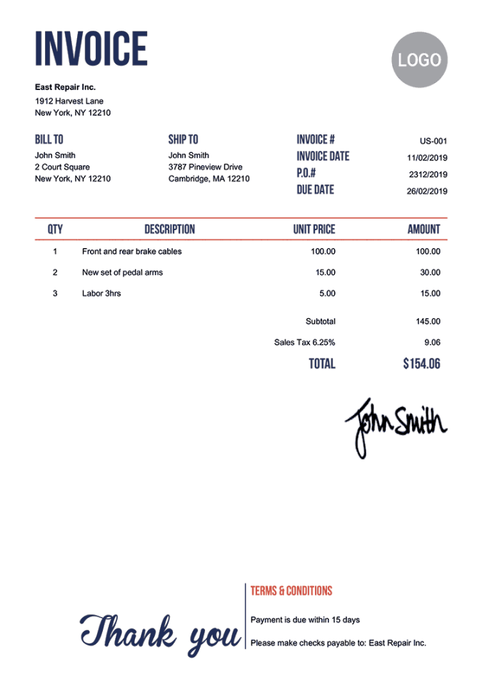 Free Invoice Templates  Print & Email Invoices