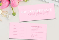 Gift Certificate Template For Pink-Themed Gifts