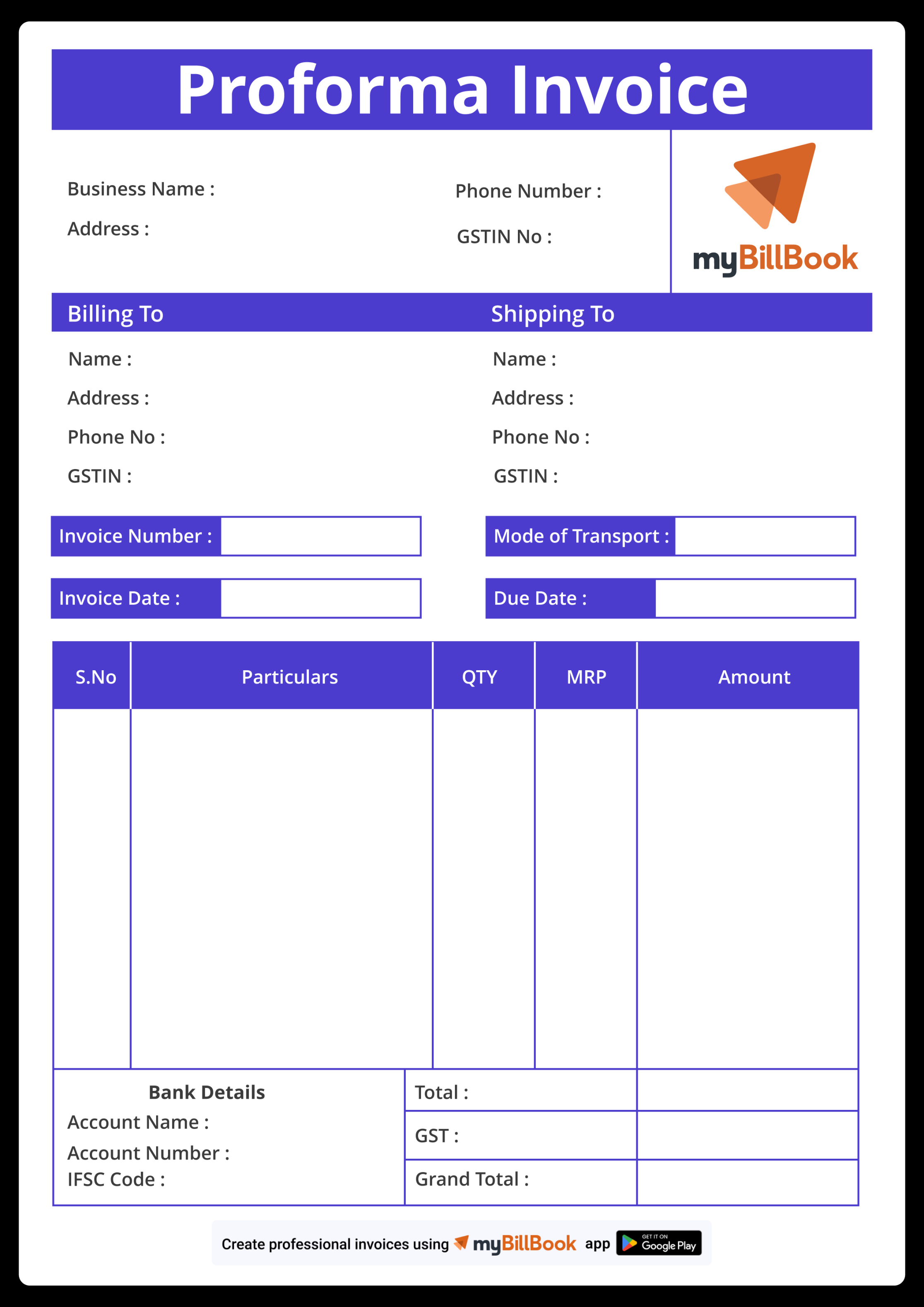 Proforma Invoice Format  Free Templates in Word & Excel