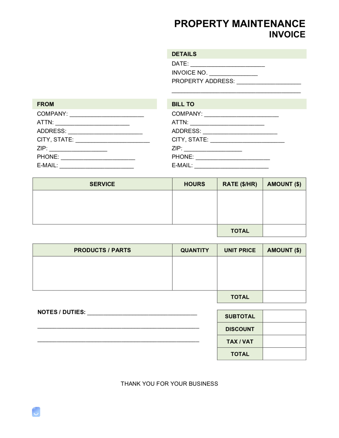 Property Maintenance Invoice Template  Invoice Maker